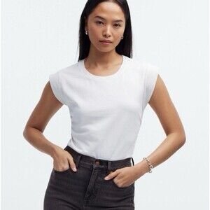 Madewell Side Cinch Muscle Tee Women’s Sz M Short Sleeve White Basically Top NWT